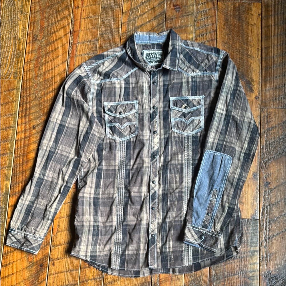 BKE Vintage Men's Plaid Long Sleeve Button-Up Shirt